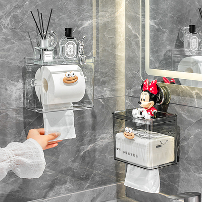 吸盘纸巾盒卫生间厕纸盒浴室抽纸盒放卷纸置物架免打孔防水壁挂式