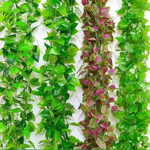 仿真绿萝叶藤条装 饰葡萄叶假树叶藤蔓暖气水管道空调缠绕遮挡花藤
