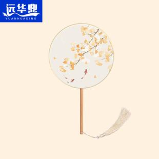 湘云飞团扇古风扇子儿童夏半透长柄流苏舞蹈扇女古装汉服旗袍刺绣