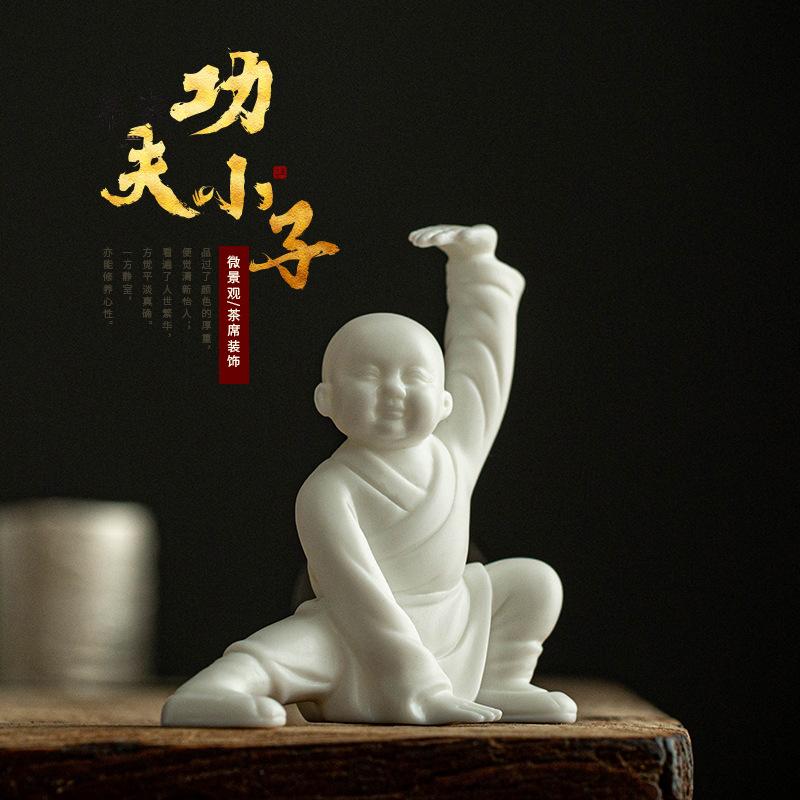 盆景配件陶瓷人物装饰品花盆植物造景小摆件功夫小和尚微景观摆设图片