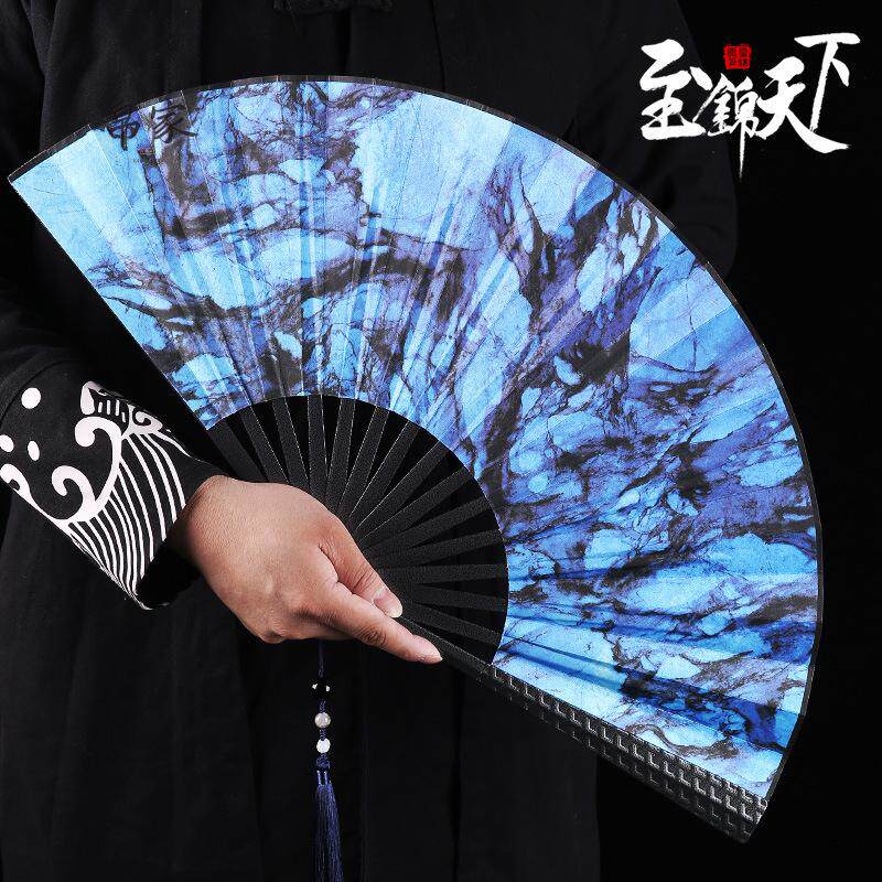 中国风10寸金属折扇男绢布扇面合金扇防身非钛合金扇子父亲节礼物