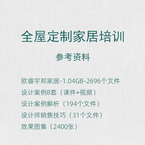 K05 全屋定制家居参考资料案例解析设计师培训销售课件效果图