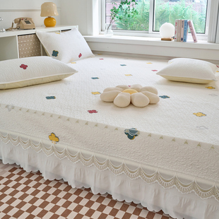 ins风榻榻米专用床盖带裙边炕盖四季 通用纯棉夹棉床单四件套定制