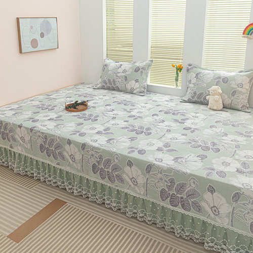 高级感榻榻米床单单件冬季牛奶绒炕单大尺寸防滑床盖带裙边可定制