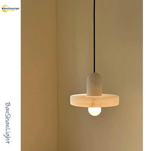 西班牙天然云石吊灯现代轻奢极简中古风高级感吧台卧室床头小吊灯