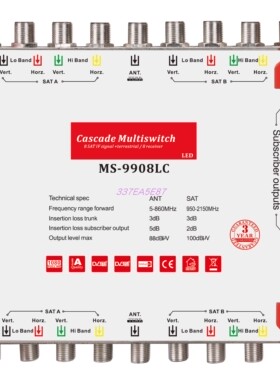 9x9x8 satellite multiswitch out port with LED light