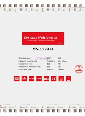 17x17x24 satellite multiswitch Out port with LED light