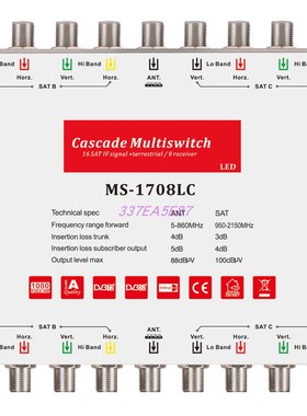 17x17x8 satellite multiswitch Out port with LED light