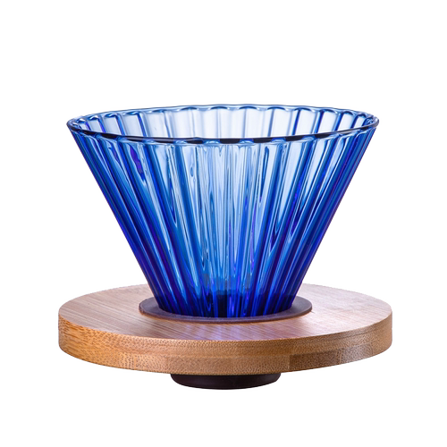 五家务加厚玻璃条纹彩色咖啡滤杯 手冲壶配套器具滴滤式漏斗V60
