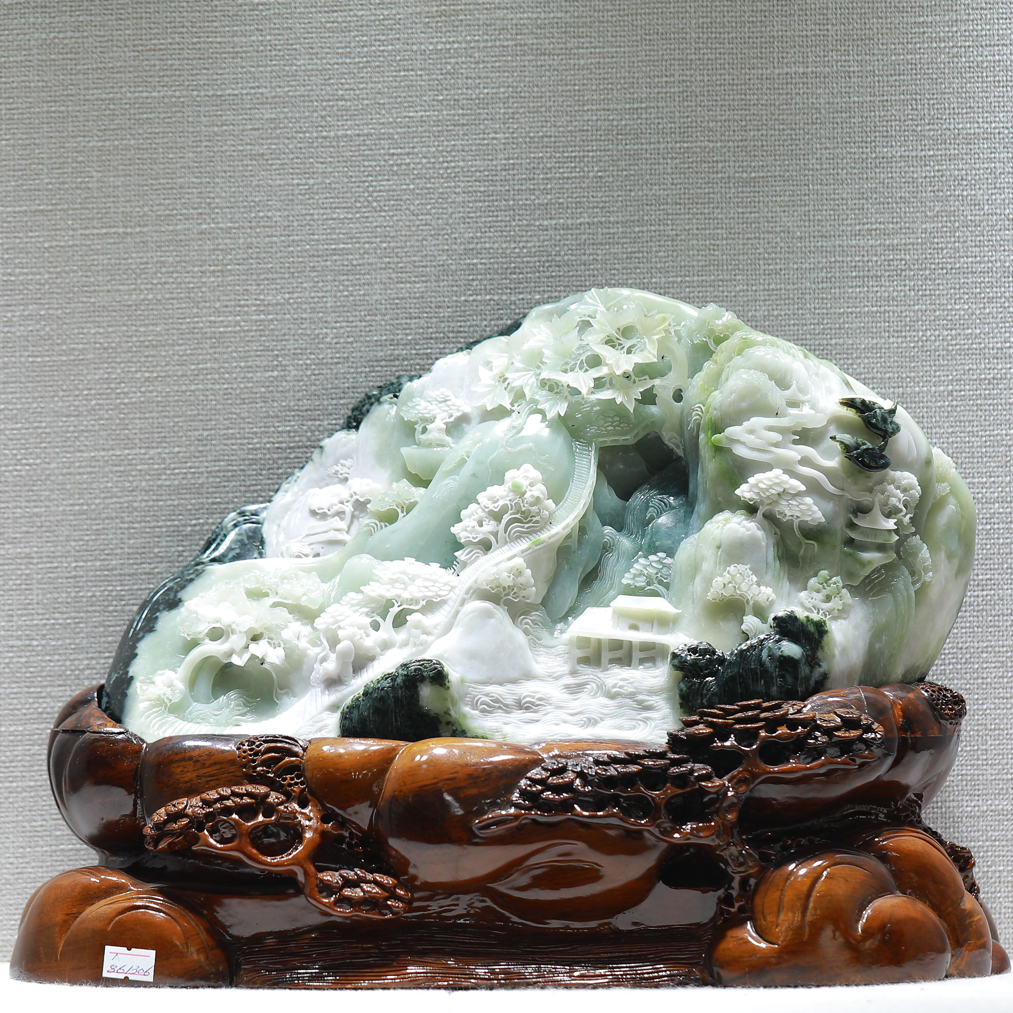 天然老料冰天料独山玉山水人物平安富贵收藏工艺品摆件