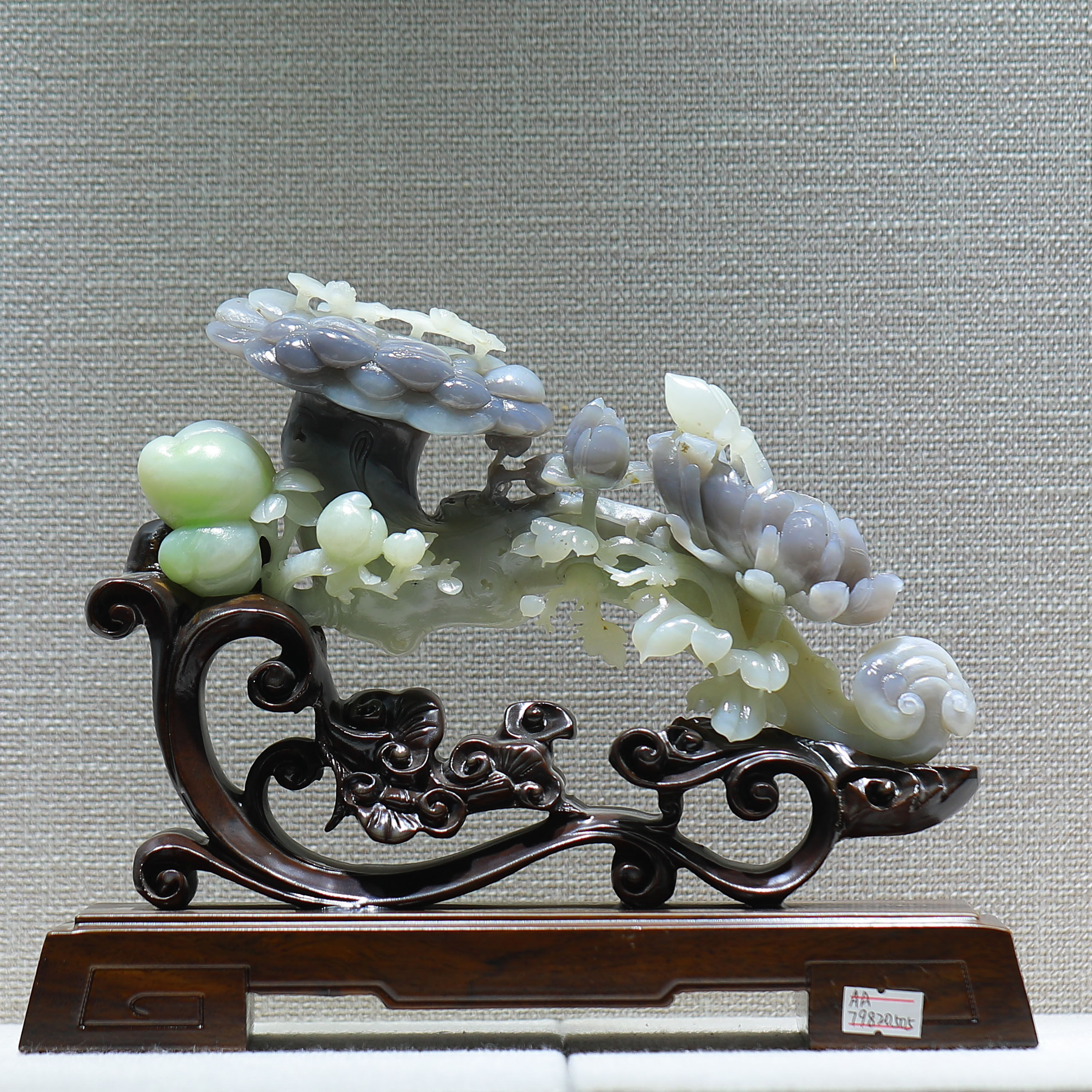 天然老料和田玉三色如意摆件祥云瑞鹤摆件平安富贵收藏工艺品