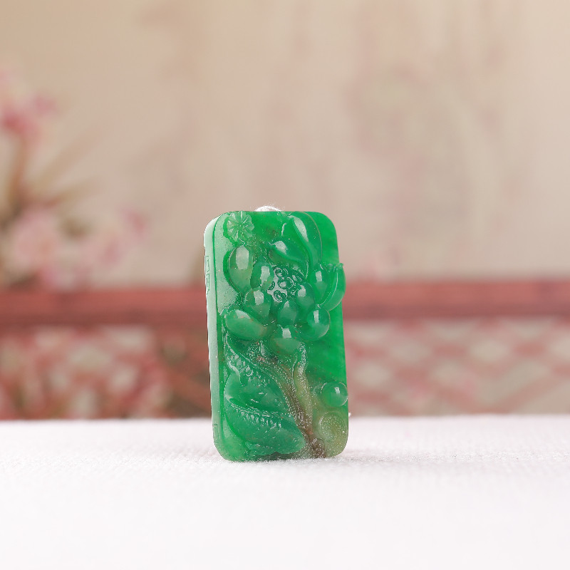天然独山玉老料天蓝独山玉花开富贵吊坠挂件天然玉石玉坠挂件玉牌