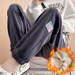 外穿休闲保暖卫裤 加绒加厚束脚灯笼裤 女秋冬2025新款 灰色运动裤