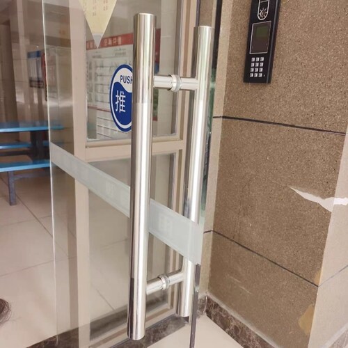 推拉办公木门对装304大门把手无框门加厚推拉门玻璃门不锈钢扶手