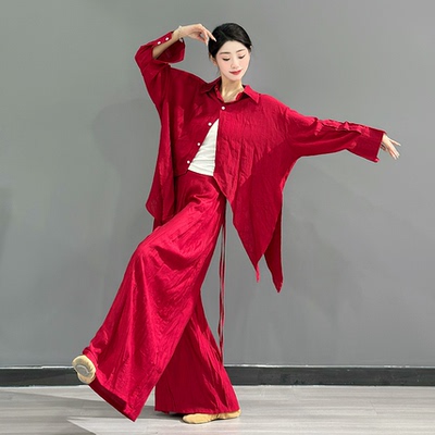 新款古典舞蹈服现代舞女衬衣中国舞练功服身韵演出服仙飘逸舞蹈服