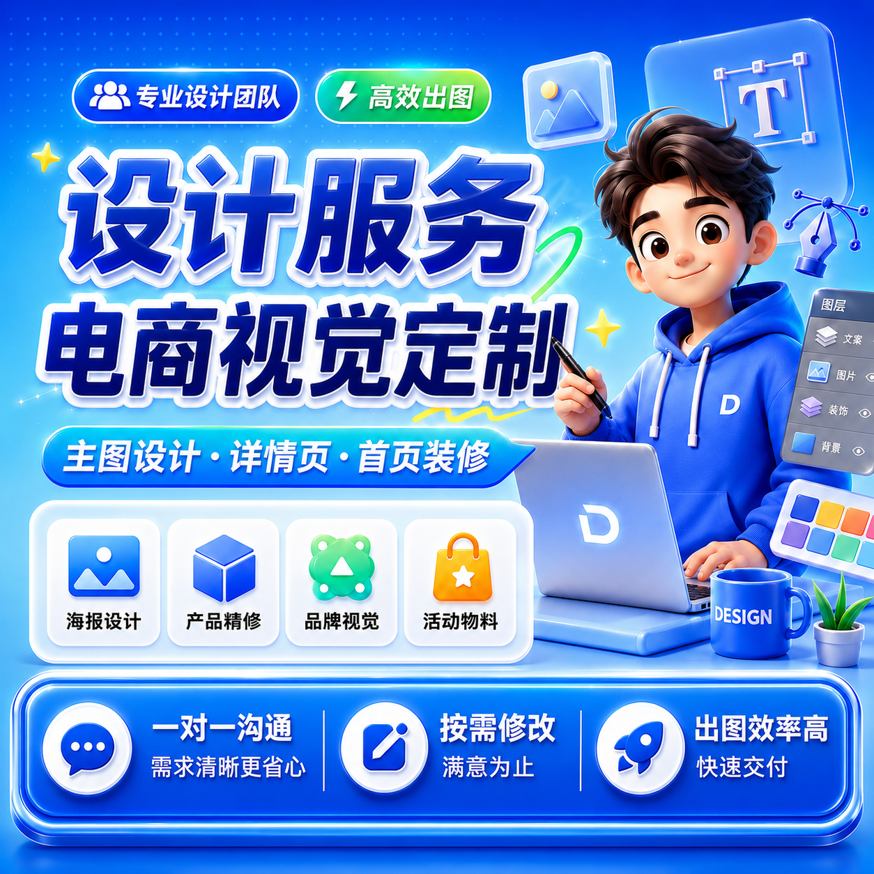淘宝美工包月网店店铺页面装修宝贝主图详情页设计定制作京东首页