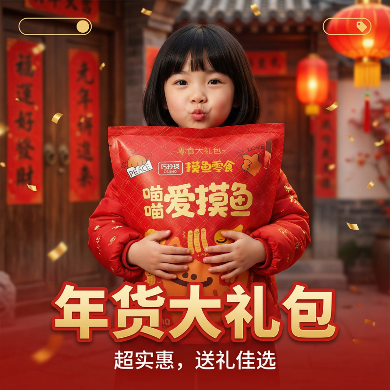 【招财进宝年货巨型大礼包】巧玲珑零食528g奶酪玉米鲜虾饼锅巴,零食/坚果/特产,膨化食品,淘宝优惠券,粉丝福利购,淘宝优惠卷