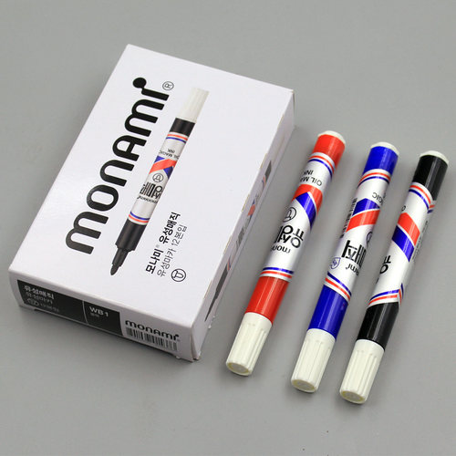 慕那美进口油性记号笔黑红蓝彩色