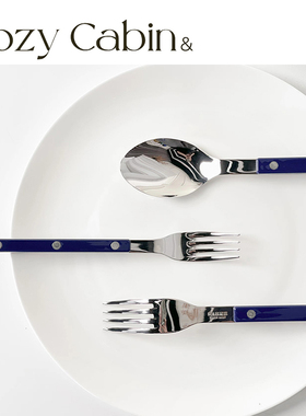 清仓折扣Cozy Cabin&Sabre Paris法国克莱因蓝不锈钢餐具刀叉