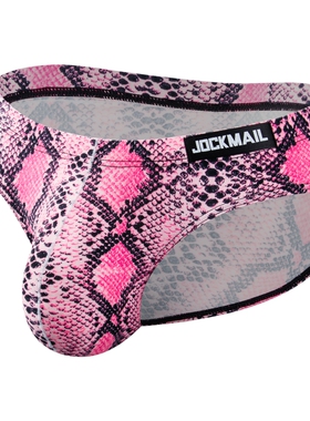 JOCKMAIL男士内裤三角内裤性感豹纹蛇纹图案大囊袋U凸印花潮流
