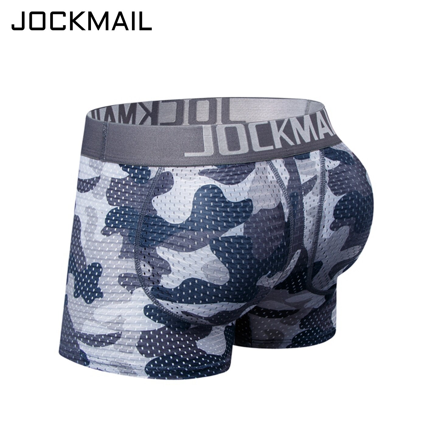 JOCKMAIL提臀内裤后隐藏式海绵丰臀蜜桃网孔假屁股平角男半开口袋