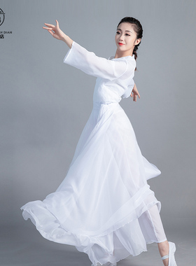 古典舞蹈风飘絮白色720大摆半身裙花又开凉凉古风美丽的神话同款