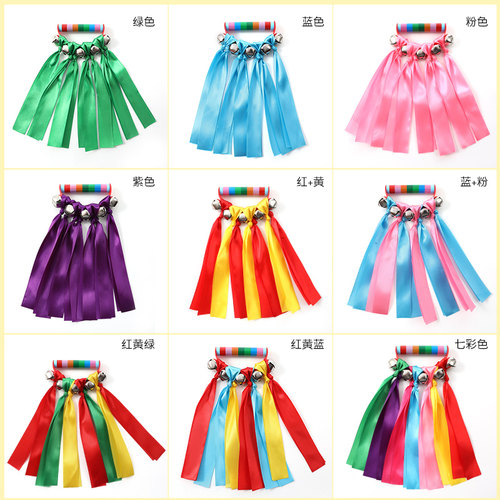 幼儿园早操轻器械小学生彩带舞表演道具运动会体操手摇铃彩虹圈