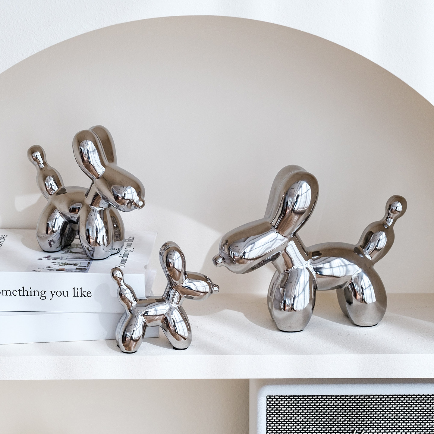 创意电镀银色气球狗装饰摆件ins风客厅书架酒柜家居饰品家居玄关