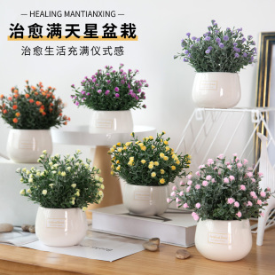 饰品室内家居盆景塑料假花植物盆栽摆设 仿真花客厅摆件仿真绿植装