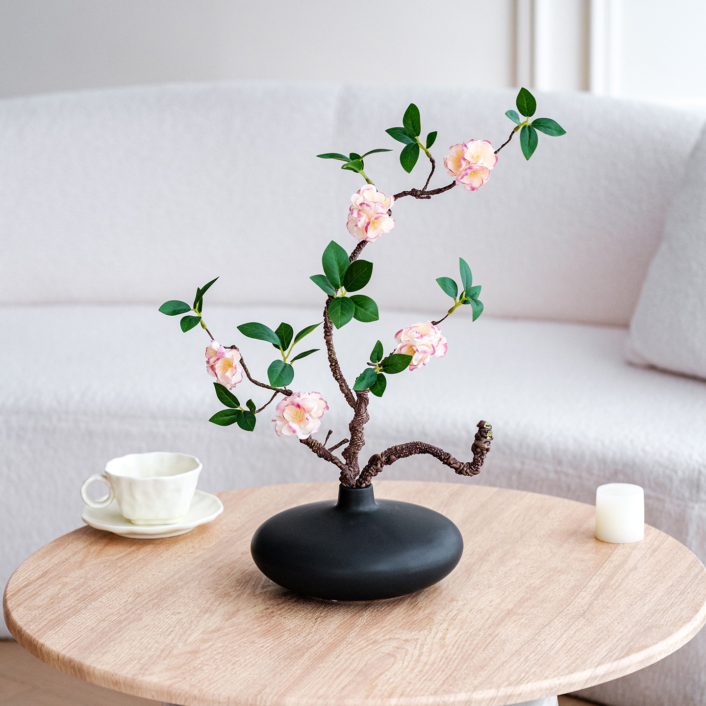 中式禅意仿真仿真花客厅装饰插花玄关假花高档梅花桃花落地摆件,家居饰品,桌面摆件,淘宝优惠券,粉丝福利购,淘宝优惠卷