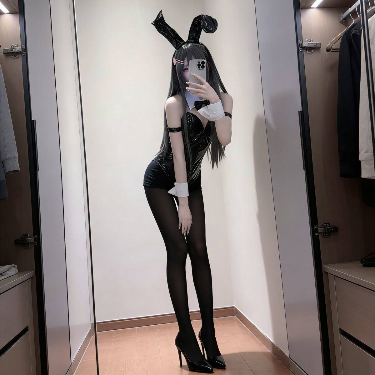 樱岛麻衣cos服兔女郎制服麻衣学姐性感紧身连体漆皮衣PU胶衣全套