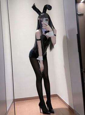 樱岛麻衣cos服兔女郎制服麻衣学姐性感紧身连体漆皮衣PU胶衣全套