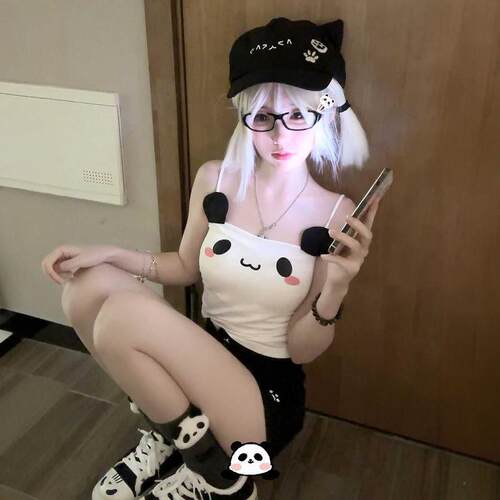 文字夏季修身百搭背心新款萌系