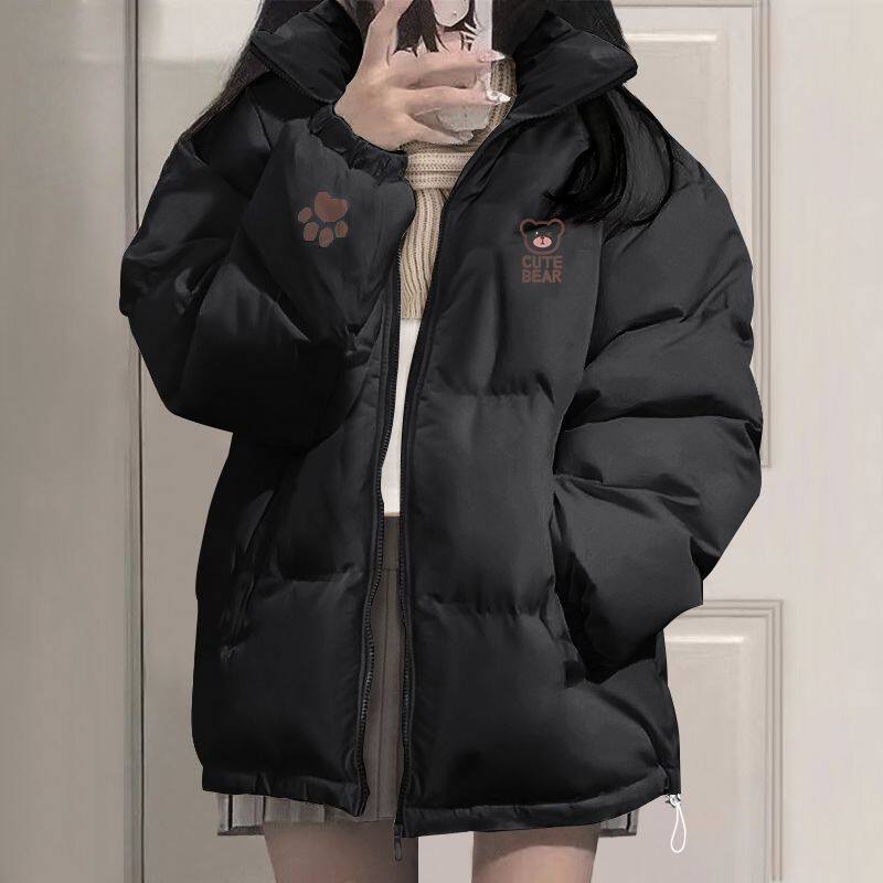 米白韩系冬季加厚保暖面包服女款