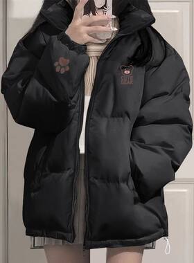 米白韩系冬季加厚保暖面包服女款