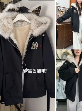 2025冬季加厚绒恶魔耳朵女棉衣潮