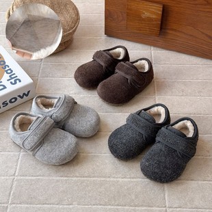 儿童毛毛鞋家居秋冬款男宝宝加绒鞋子室内鞋防滑地板鞋女童毛拖鞋