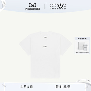 MM6数字Logo标签休闲短袖 白T恤打底衫 宽松情侣上衣衣服 12期免息