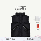 MM6童装 数字logo黑色立领口袋拉链马甲休闲简约上衣