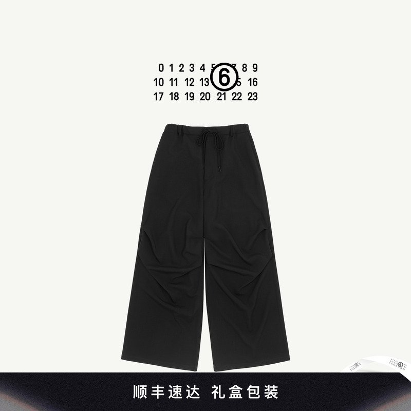 MM6抽绳褶皱效果阔腿裤