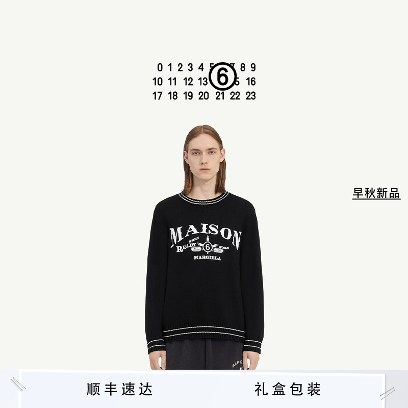 MM6日常休闲长袖套头圆领毛衣