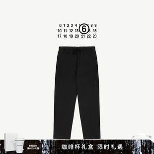 裤 长裤 子 简约通勤舒适直筒裤 MM6抽绳黑色宽松休闲裤