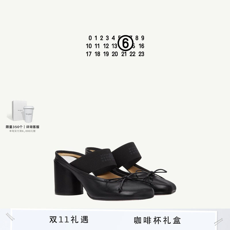 [限量补货]MM6一字带半拖凉鞋穆勒芭蕾鞋单鞋高跟鞋拖鞋皮鞋女7cm