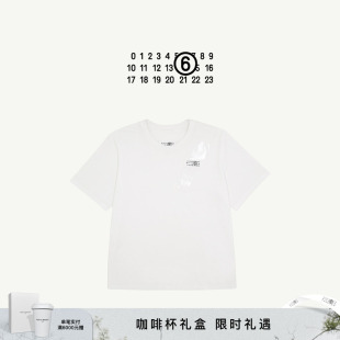 白T恤圆领休闲打底衫 MM6数字图案短袖 内搭上衣情侣款 抢先加购