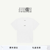 MM6数字Logo标签休闲短袖 宽松情侣上衣衣服 白T恤打底衫