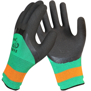 手套劳保耐磨工作橡胶加厚发泡带胶皮防水防滑男工地干活劳动耐用