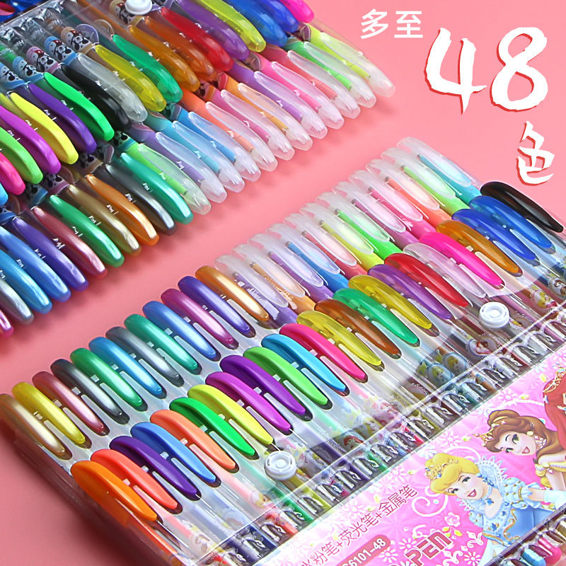 儿童亮晶晶闪光笔48色荧光笔36色水粉笔彩笔绘画笔卡通涂鸦笔包邮