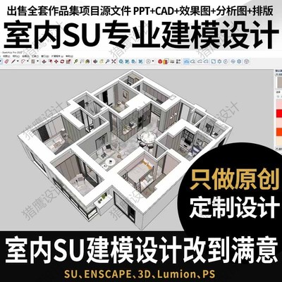 su建模代画sketchup草图大师代做建筑景观室内家装工装模型渲染