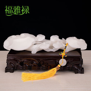 玉石灵芝如意中式玉如意摆件客厅玄关装饰工艺开业乔迁吉祥礼品