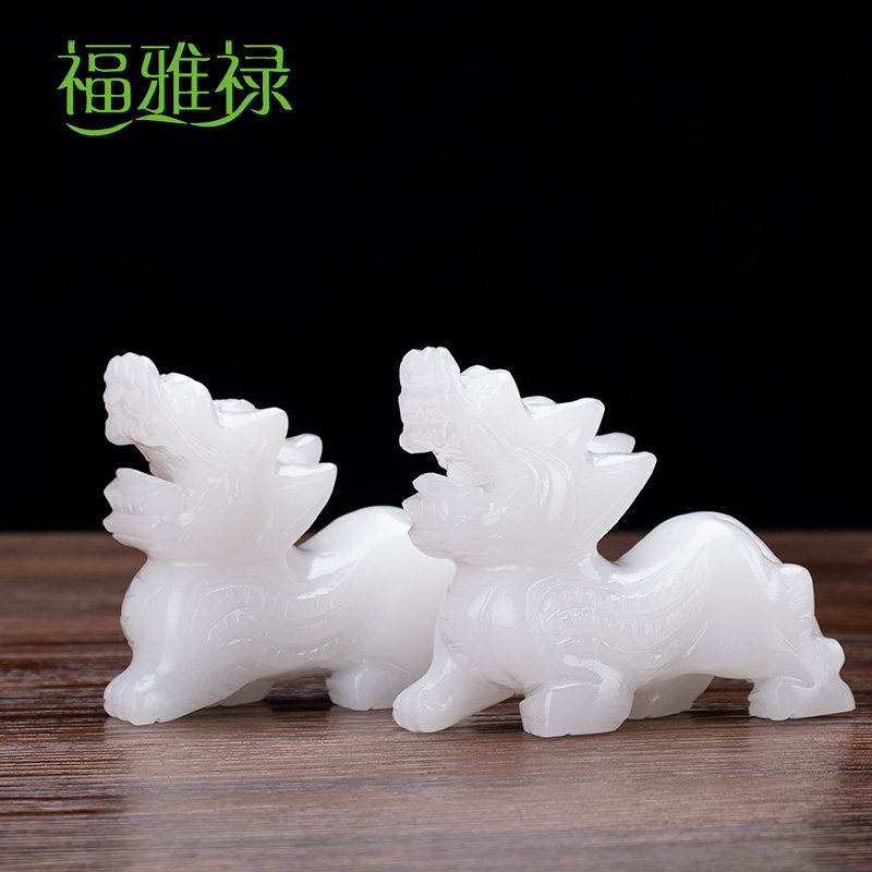 福雅禄天然玉石貔貅招财中式摆件